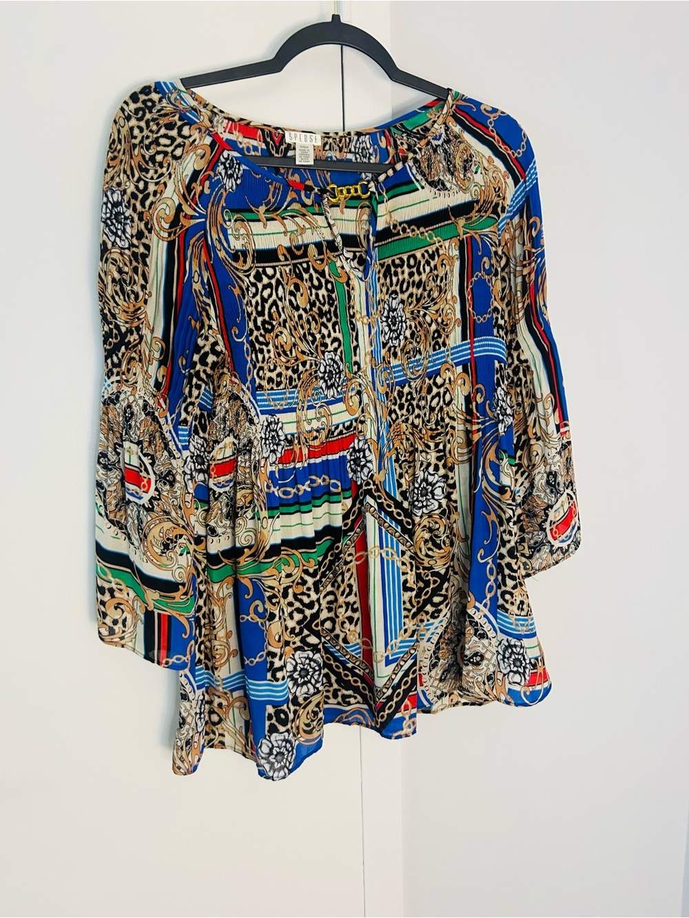 Spense Multicolor Women’s Blue Green Red Patterned Tunic size M
